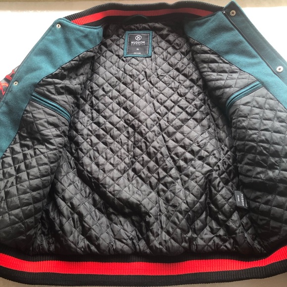 Hudson Outerwear Bomber Jacket Black/Green Winter Coat Men’s Size XL Embroidered - Picture 3 of 16